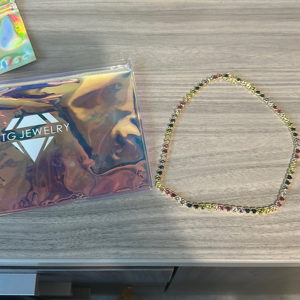 Colorful tennis necklace